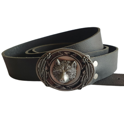 Leder Büffel NAV Gürtel 38mm Schnalle Wolf 1 Stück