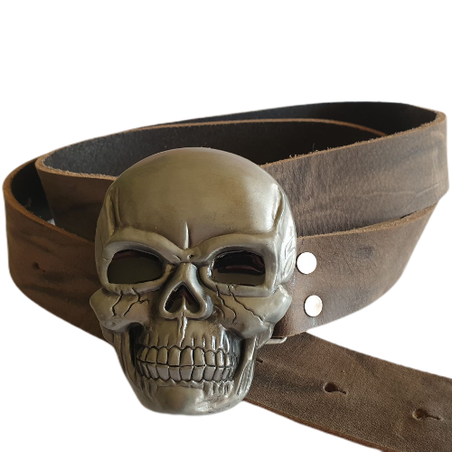 Leder Büffel NAV Gürtel 38mm Schnalle XL Totenkopf 1 Stück