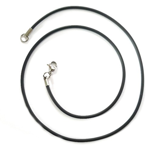 Kautschuk Halsband schwarz 2mm Edelstahl